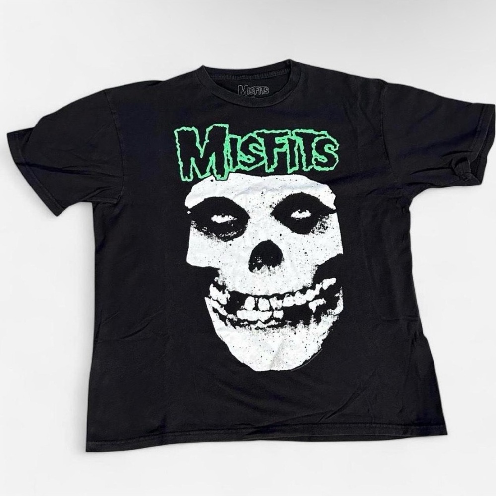 Men’s Black Short Sleeve Misfits Graphic Tee with Green Logo